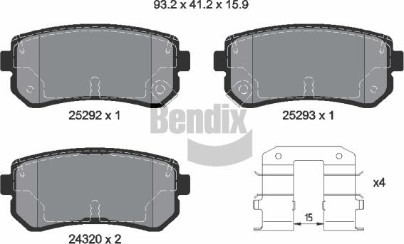 BENDIX Braking BPD1136 - Kit de plaquettes de frein, frein à disque cwaw.fr