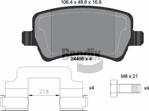 BENDIX Braking BPD1138 - Kit de plaquettes de frein, frein à disque cwaw.fr