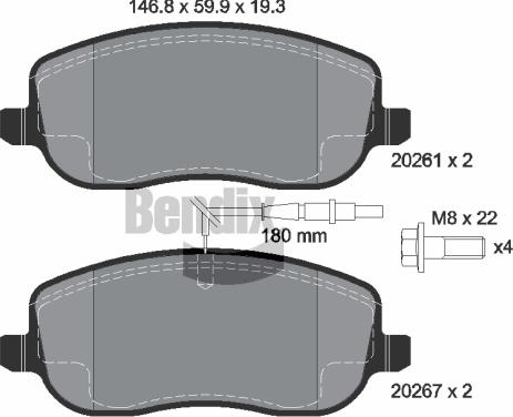 BENDIX Braking BPD1128 - Kit de plaquettes de frein, frein à disque cwaw.fr