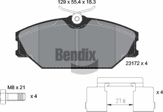 BENDIX Braking BPD1127 - Kit de plaquettes de frein, frein à disque cwaw.fr