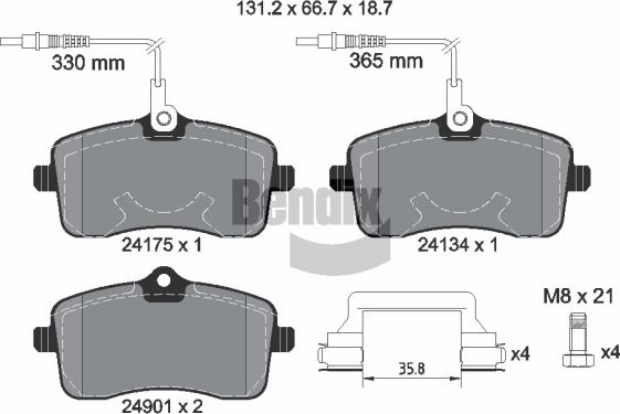 BENDIX Braking BPD1174 - Kit de plaquettes de frein, frein à disque cwaw.fr