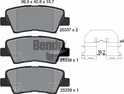 BENDIX Braking BPD1176 - Kit de plaquettes de frein, frein à disque cwaw.fr