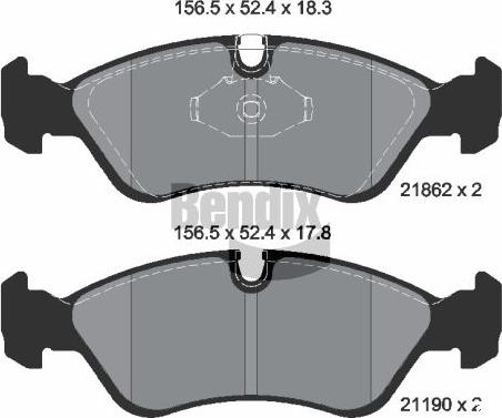 BENDIX Braking BPD1854 - Kit de plaquettes de frein, frein à disque cwaw.fr