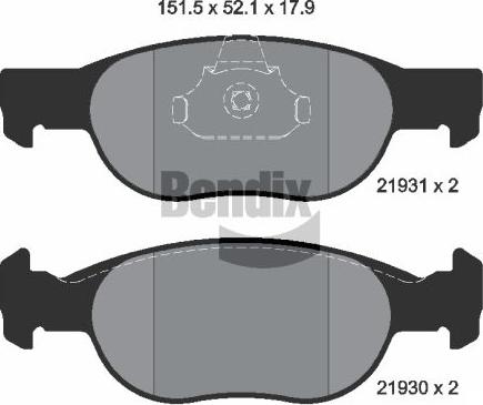 BENDIX Braking BPD1864 - Kit de plaquettes de frein, frein à disque cwaw.fr