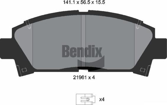 BENDIX Braking BPD1866 - Kit de plaquettes de frein, frein à disque cwaw.fr