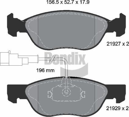 BENDIX Braking BPD1863 - Kit de plaquettes de frein, frein à disque cwaw.fr