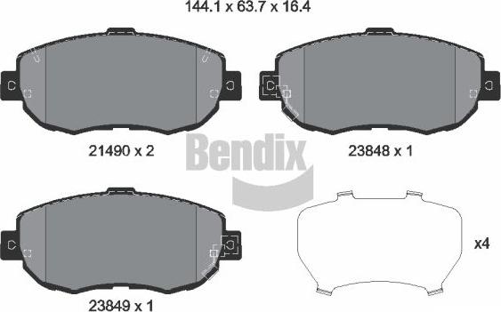 BENDIX Braking BPD1801 - Kit de plaquettes de frein, frein à disque cwaw.fr