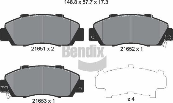 BENDIX Braking BPD1825 - Kit de plaquettes de frein, frein à disque cwaw.fr