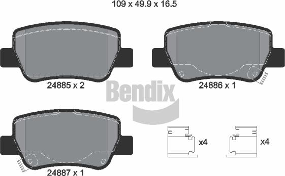 BENDIX Braking BPD1341 - Kit de plaquettes de frein, frein à disque cwaw.fr