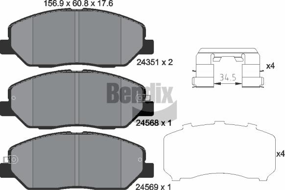 BENDIX Braking BPD1354 - Kit de plaquettes de frein, frein à disque cwaw.fr