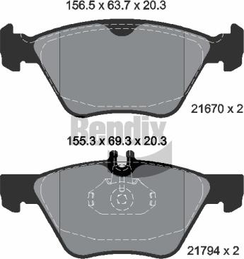 BENDIX Braking BPD1356 - Kit de plaquettes de frein, frein à disque cwaw.fr