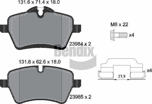 BENDIX Braking BPD1352 - Kit de plaquettes de frein, frein à disque cwaw.fr