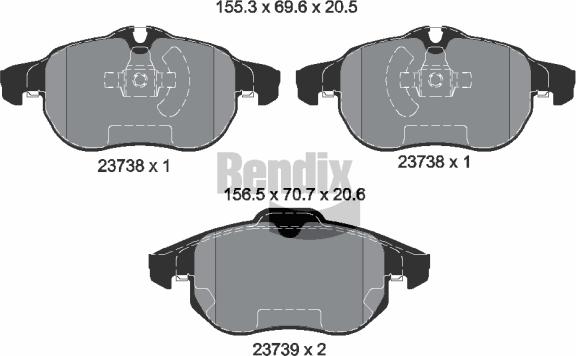 BENDIX Braking BPD1357 - Kit de plaquettes de frein, frein à disque cwaw.fr