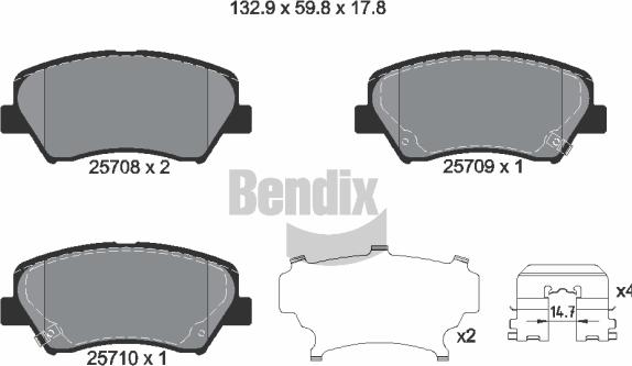 BENDIX Braking BPD1365 - Kit de plaquettes de frein, frein à disque cwaw.fr