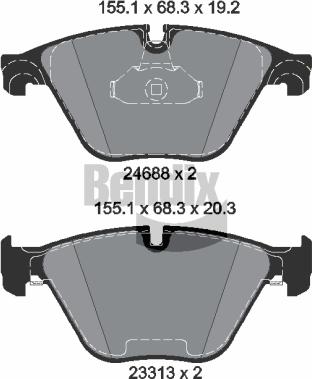 BENDIX Braking BPD1366 - Kit de plaquettes de frein, frein à disque cwaw.fr