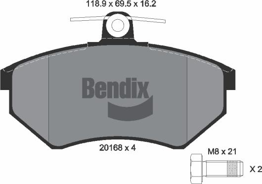 BENDIX Braking BPD1308 - Kit de plaquettes de frein, frein à disque cwaw.fr