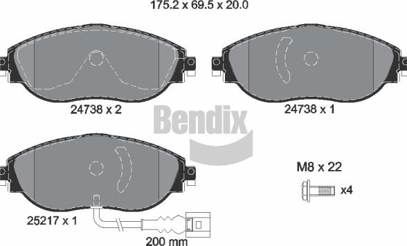 BENDIX Braking BPD1302 - Kit de plaquettes de frein, frein à disque cwaw.fr