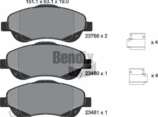 BENDIX Braking BPD1319 - Kit de plaquettes de frein, frein à disque cwaw.fr