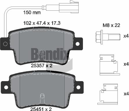 BENDIX Braking BPD1311 - Kit de plaquettes de frein, frein à disque cwaw.fr