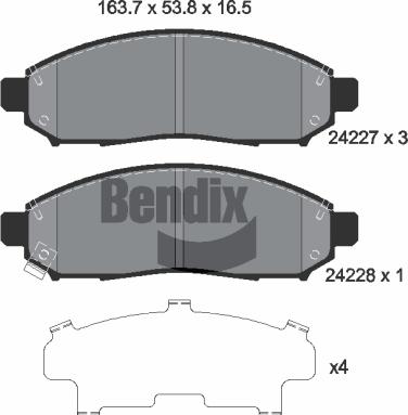 BENDIX Braking BPD1380 - Kit de plaquettes de frein, frein à disque cwaw.fr