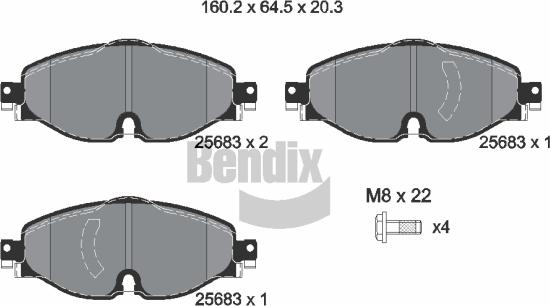 BENDIX Braking BPD1388 - Kit de plaquettes de frein, frein à disque cwaw.fr