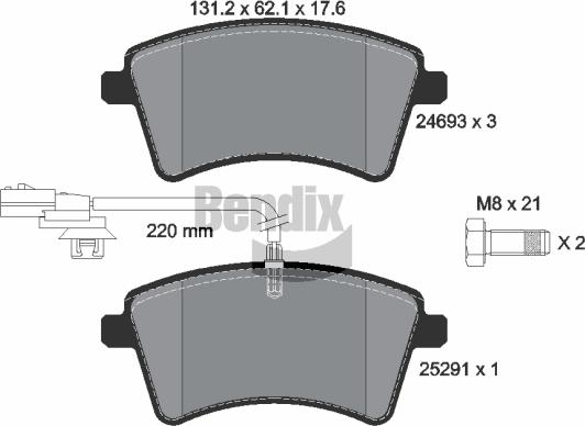 BENDIX Braking BPD1382 - Kit de plaquettes de frein, frein à disque cwaw.fr