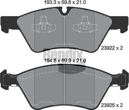 BENDIX Braking BPD1387 - Kit de plaquettes de frein, frein à disque cwaw.fr