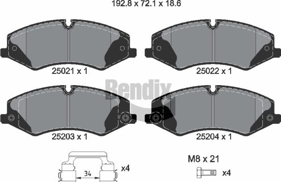 BENDIX Braking BPD1334 - Kit de plaquettes de frein, frein à disque cwaw.fr