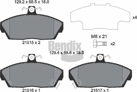 BENDIX Braking BPD1330 - Kit de plaquettes de frein, frein à disque cwaw.fr