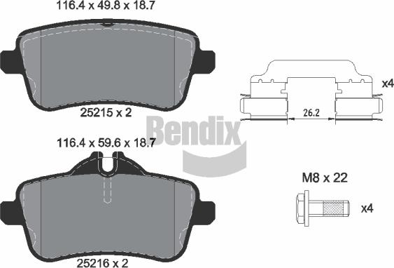 BENDIX Braking BPD1331 - Kit de plaquettes de frein, frein à disque cwaw.fr