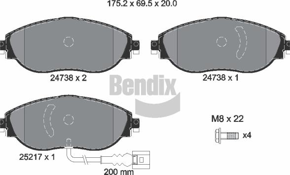 BENDIX Braking BPD1333 - Kit de plaquettes de frein, frein à disque cwaw.fr