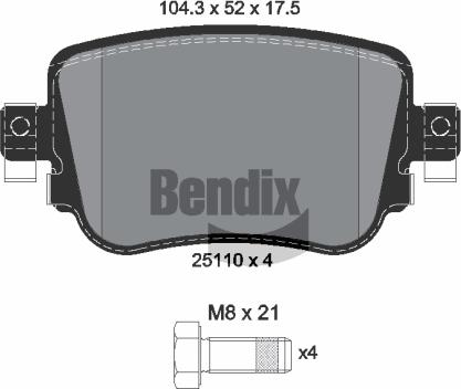 BENDIX Braking BPD1325 - Kit de plaquettes de frein, frein à disque cwaw.fr