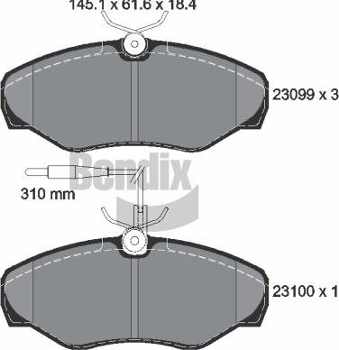 BENDIX Braking BPD1293 - Kit de plaquettes de frein, frein à disque cwaw.fr