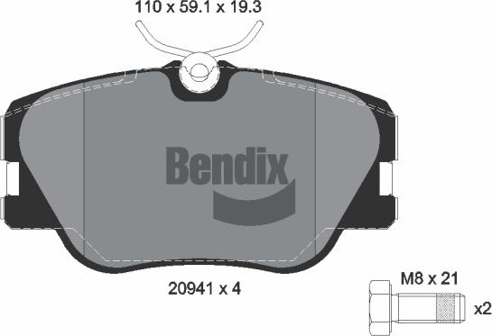 BENDIX Braking BPD1292 - Kit de plaquettes de frein, frein à disque cwaw.fr