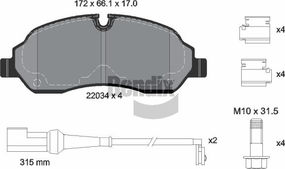 BENDIX Braking BPD1248 - Kit de plaquettes de frein, frein à disque cwaw.fr