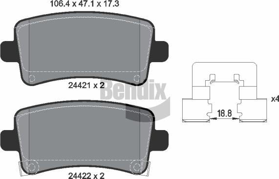 BENDIX Braking BPD1243 - Kit de plaquettes de frein, frein à disque cwaw.fr