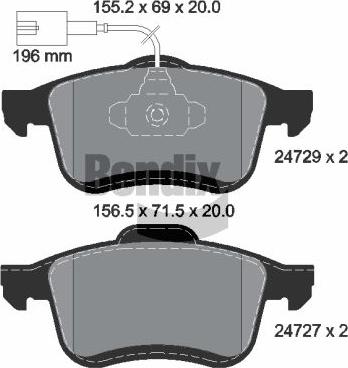 BENDIX Braking BPD1242 - Kit de plaquettes de frein, frein à disque cwaw.fr