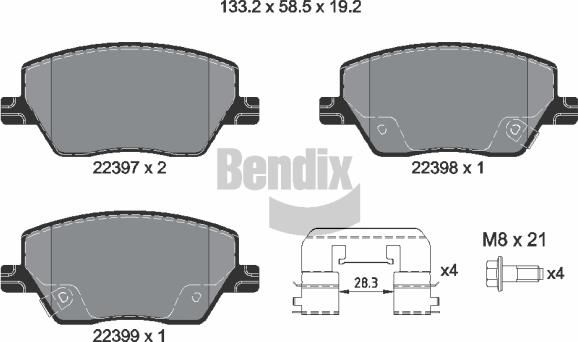 BENDIX Braking BPD1256 - Kit de plaquettes de frein, frein à disque cwaw.fr