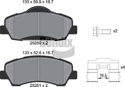 BENDIX Braking BPD1262 - Kit de plaquettes de frein, frein à disque cwaw.fr