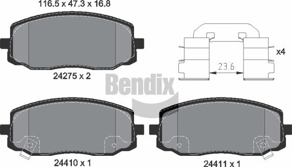 BENDIX Braking BPD1267 - Kit de plaquettes de frein, frein à disque cwaw.fr