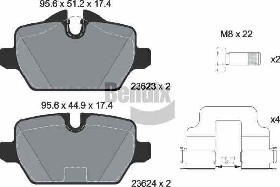 BENDIX Braking BPD1200 - Kit de plaquettes de frein, frein à disque cwaw.fr