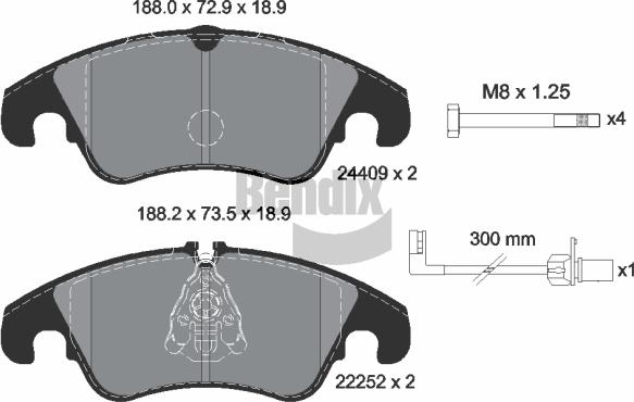 BENDIX Braking BPD1201 - Kit de plaquettes de frein, frein à disque cwaw.fr