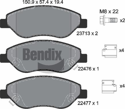 BENDIX Braking BPD1203 - Kit de plaquettes de frein, frein à disque cwaw.fr