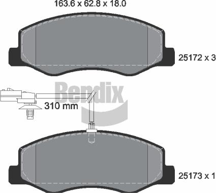 BENDIX Braking BPD1202 - Kit de plaquettes de frein, frein à disque cwaw.fr