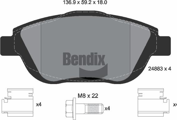 BENDIX Braking BPD1214 - Kit de plaquettes de frein, frein à disque cwaw.fr