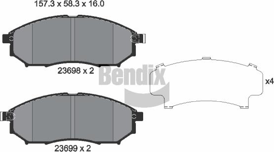 BENDIX Braking BPD1215 - Kit de plaquettes de frein, frein à disque cwaw.fr