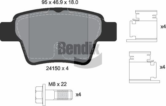 BENDIX Braking BPD1289 - Kit de plaquettes de frein, frein à disque cwaw.fr