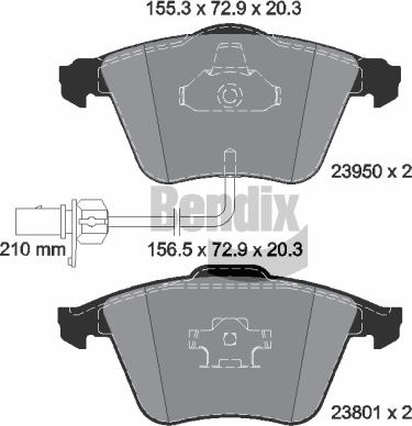 BENDIX Braking BPD1285 - Kit de plaquettes de frein, frein à disque cwaw.fr