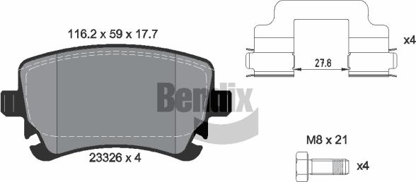 BENDIX Braking BPD1286 - Kit de plaquettes de frein, frein à disque cwaw.fr