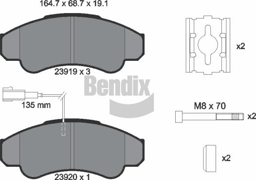 BENDIX Braking BPD1282 - Kit de plaquettes de frein, frein à disque cwaw.fr